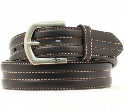 M and F Western Product N2710201 Men's Standard Belt in Black Cow with Raised Edges